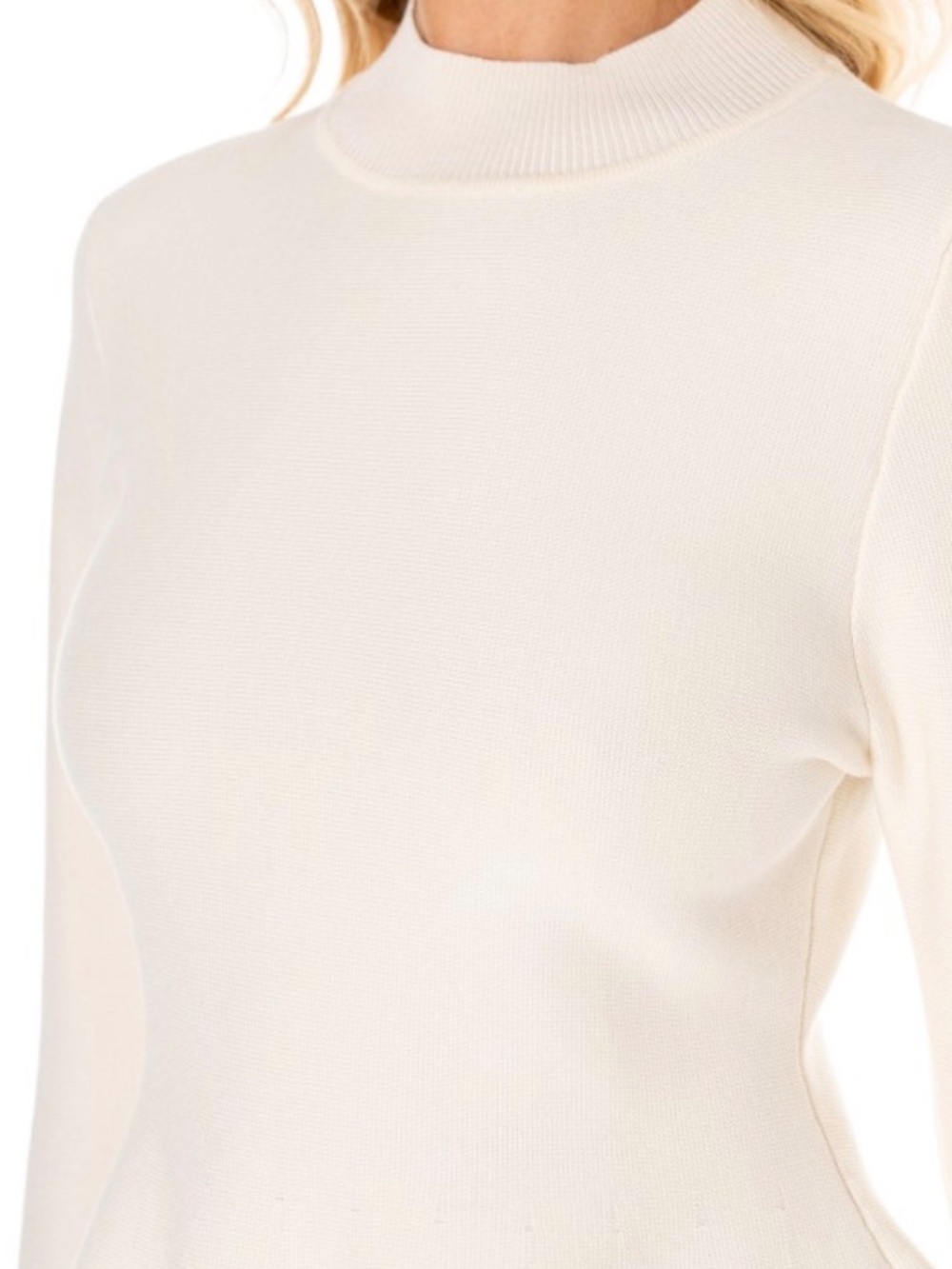 SM244 | Ivory Bell Sleeve Peplum Sweater - Picture 5 of 6